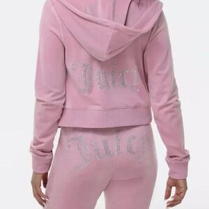 NWT! Juicy Couture Velour Rose/Pink Track Suit sweatsuit women’s size SMALL